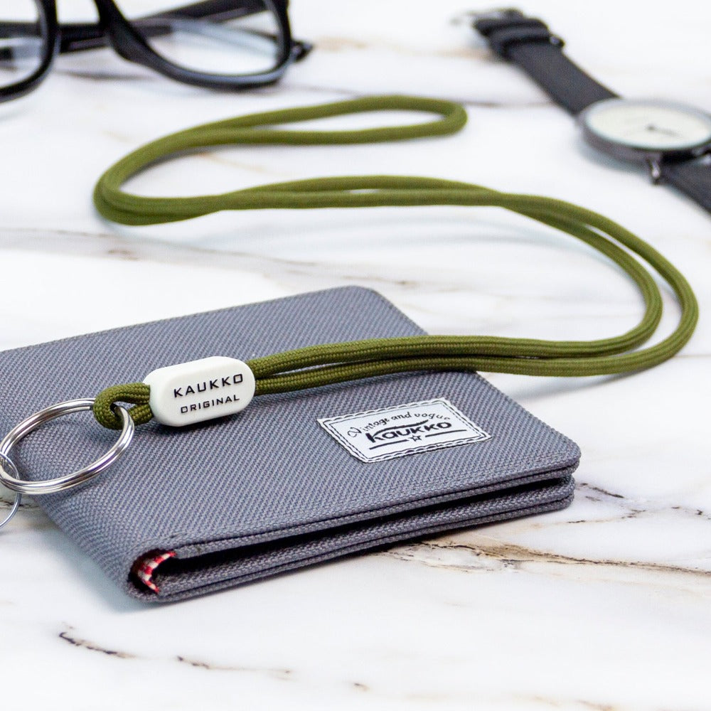 KAUKKO Unisex Lanyard Short Keyring Key Chain, robust and practical (02-Green)