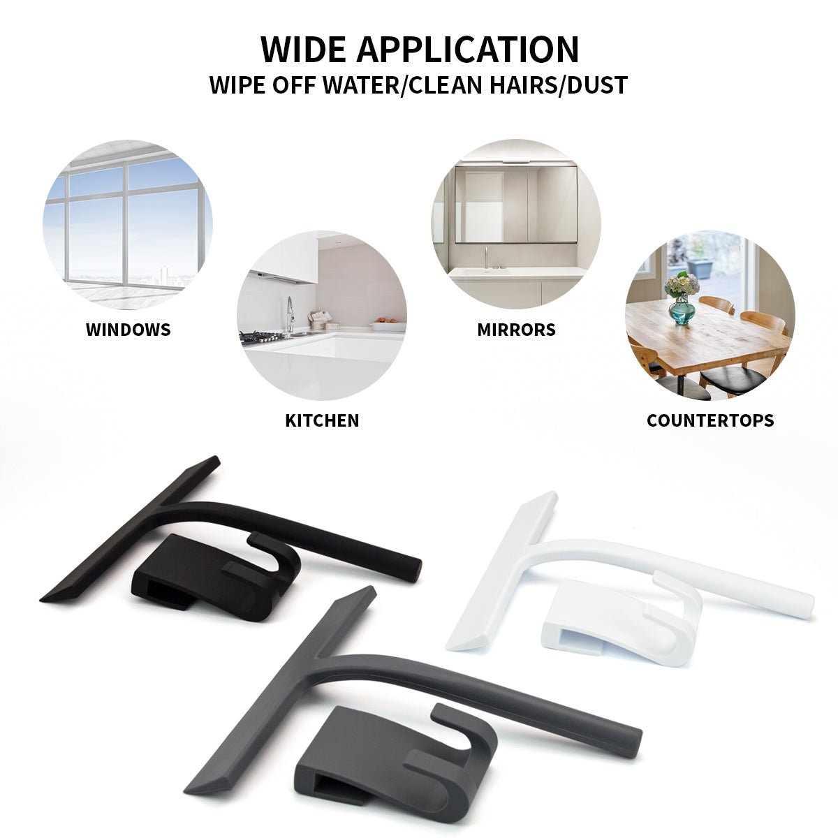 All-Purpose Shower Squeegee for Glass Doors, Tile Wall, Mirror and Car Glass - kaukko