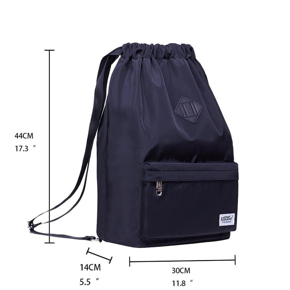 Drawstring Sports Backpack Gym Yoga backpack Shoulder Rucksack for Men and Women ( Black ) - kaukko