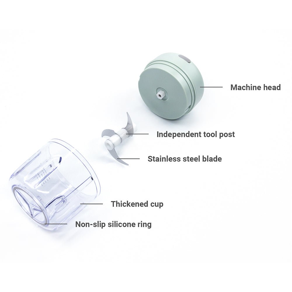 Electric Mini Garlic Chopper Wireless Portable Gadget for Onions Salad Pepper Nuts ( 100ml + 250ml ) - kaukko