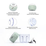 Electric Mini Garlic Chopper Wireless Portable Gadget for Onions Salad Pepper Nuts ( 100ml + 250ml ) - kaukko