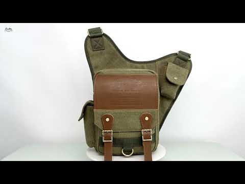 Retro Casual Shoulder Bag Sports Canvas Laptop Crossbody Bag ( green)