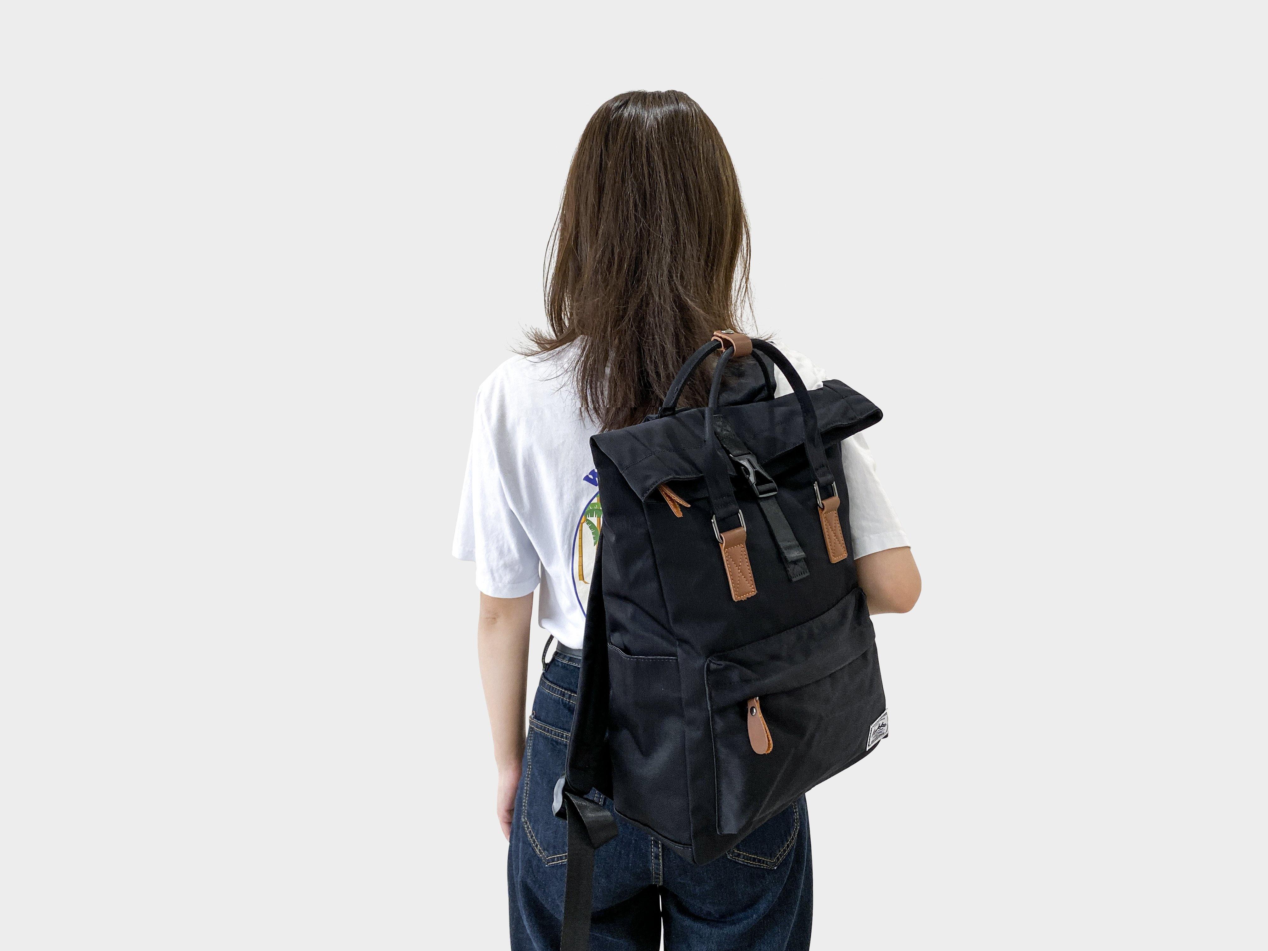 KAUKKO Backpack Everyday Essentials Daypack for Men and Women with USB Charging Port, K1047 ( Black / 13.1L ) - kaukko