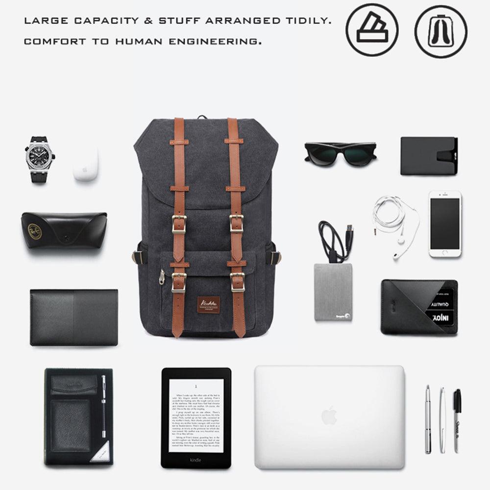 KAUKKO Backpack for city trips, E5-1 ( Black / 22L ) - kaukko