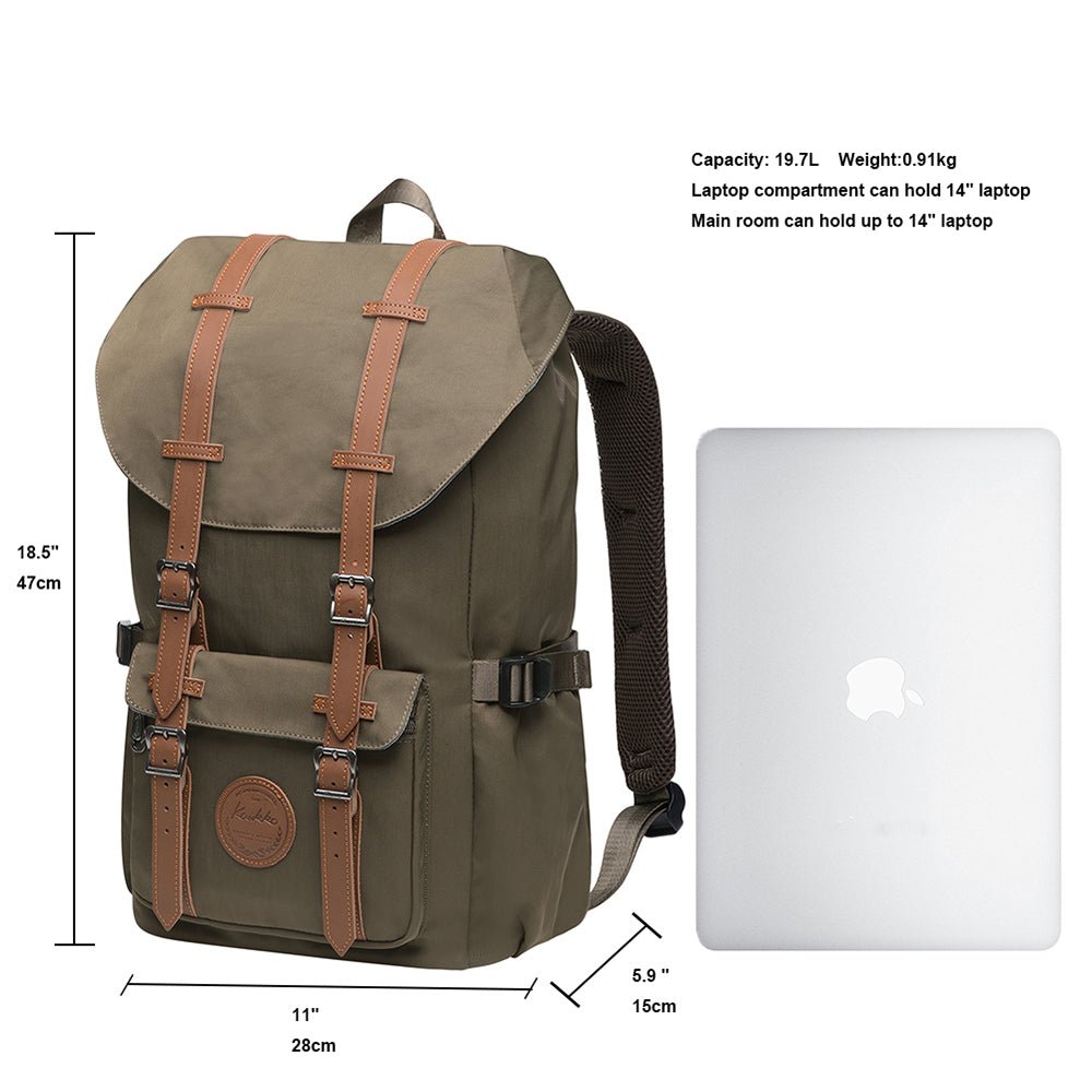 KAUKKO Backpack for city trips, EP5-11 ( Army Green / 19.7L ) - kaukko