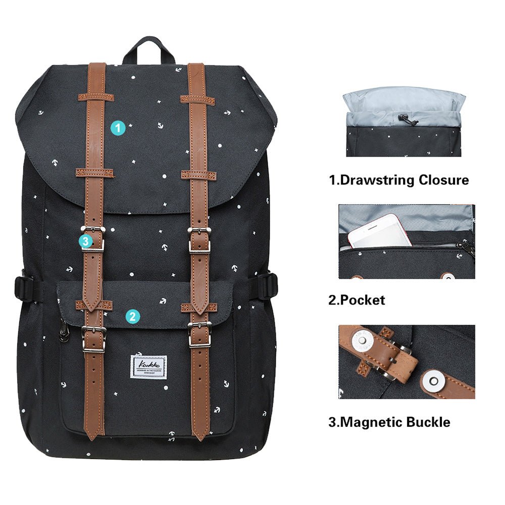 KAUKKO Backpack for city trips, EP5-12 ( Black /19.7L ) - kaukko