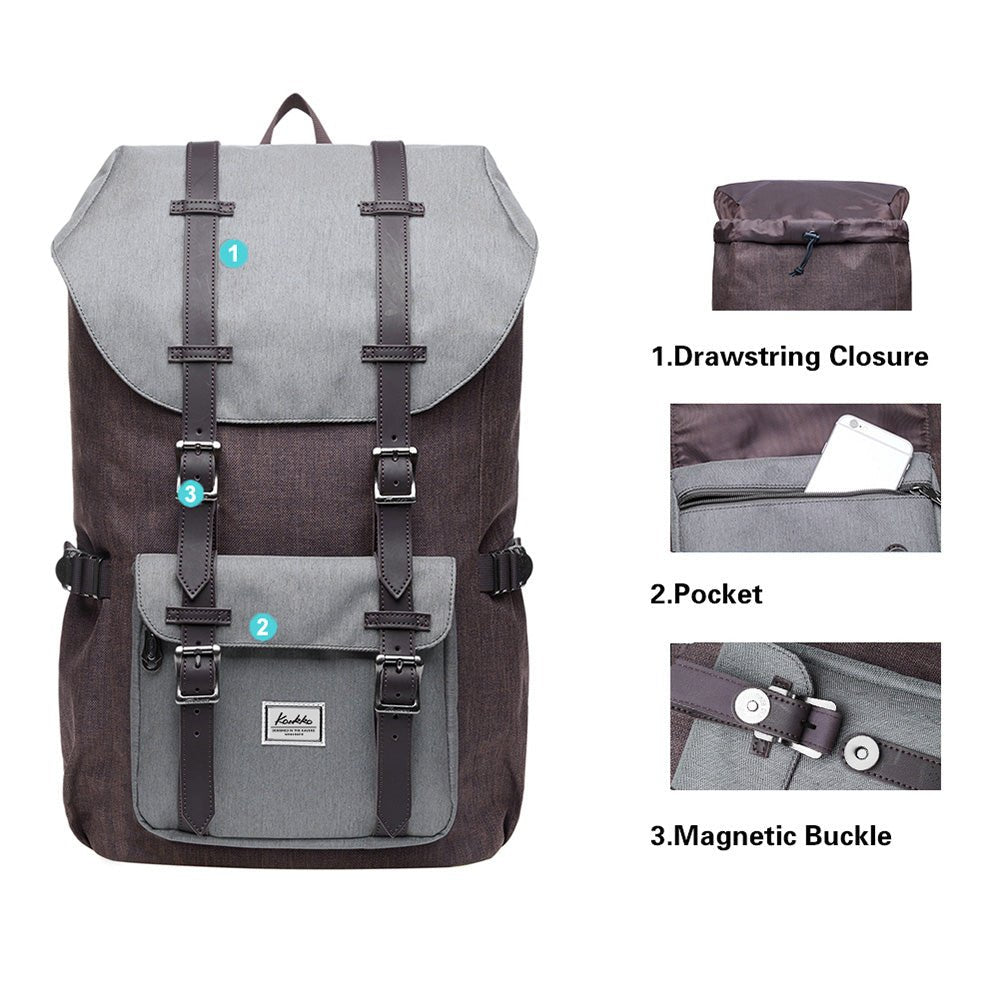 KAUKKO Backpack for city trips, EP5-4 ( Grey Coffee / 20.3L) - kaukko