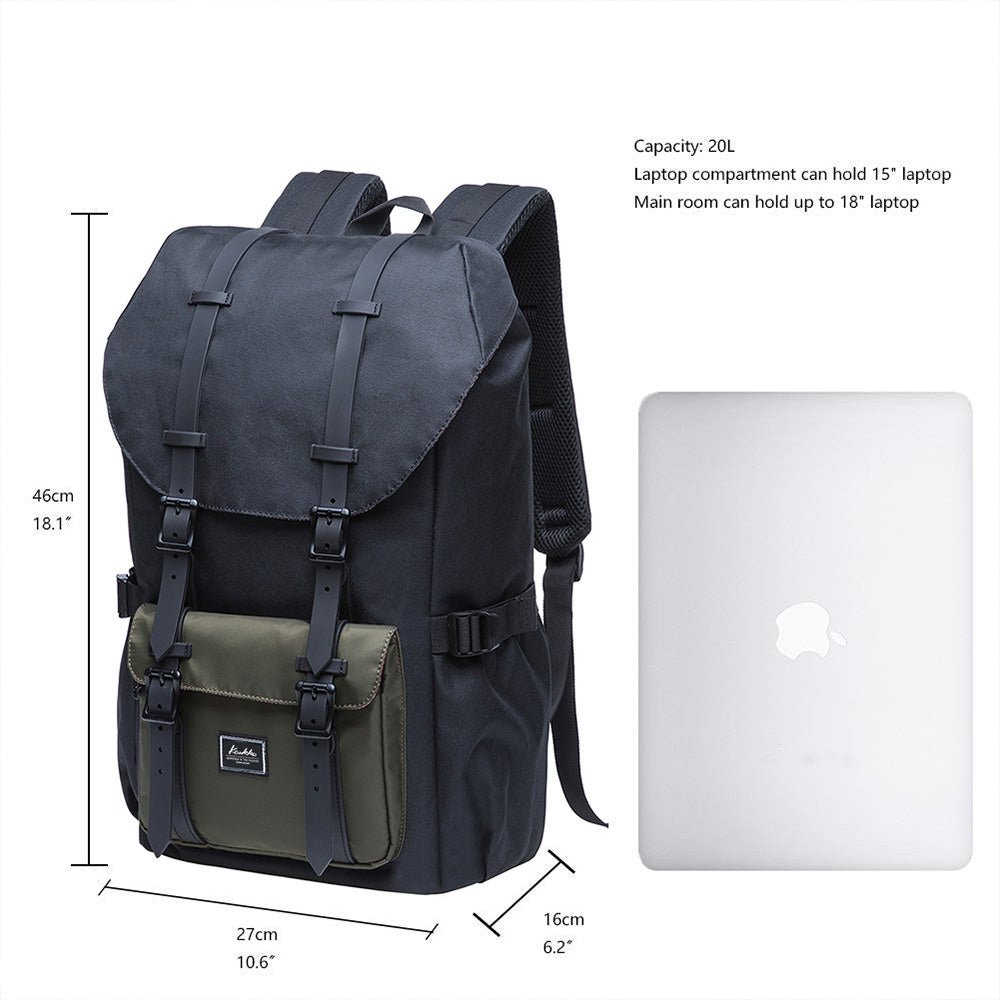 KAUKKO Backpack for city trips, EP5-5 ( Black Green / 20.3L) - kaukko