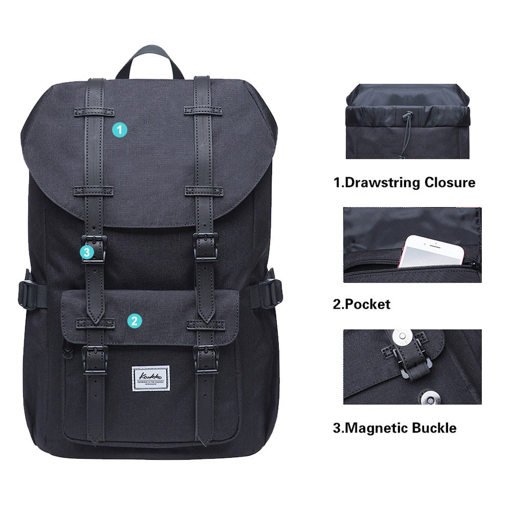 KAUKKO Backpack for city trips, EP5-6 ( Black / 16.1L ) - kaukko