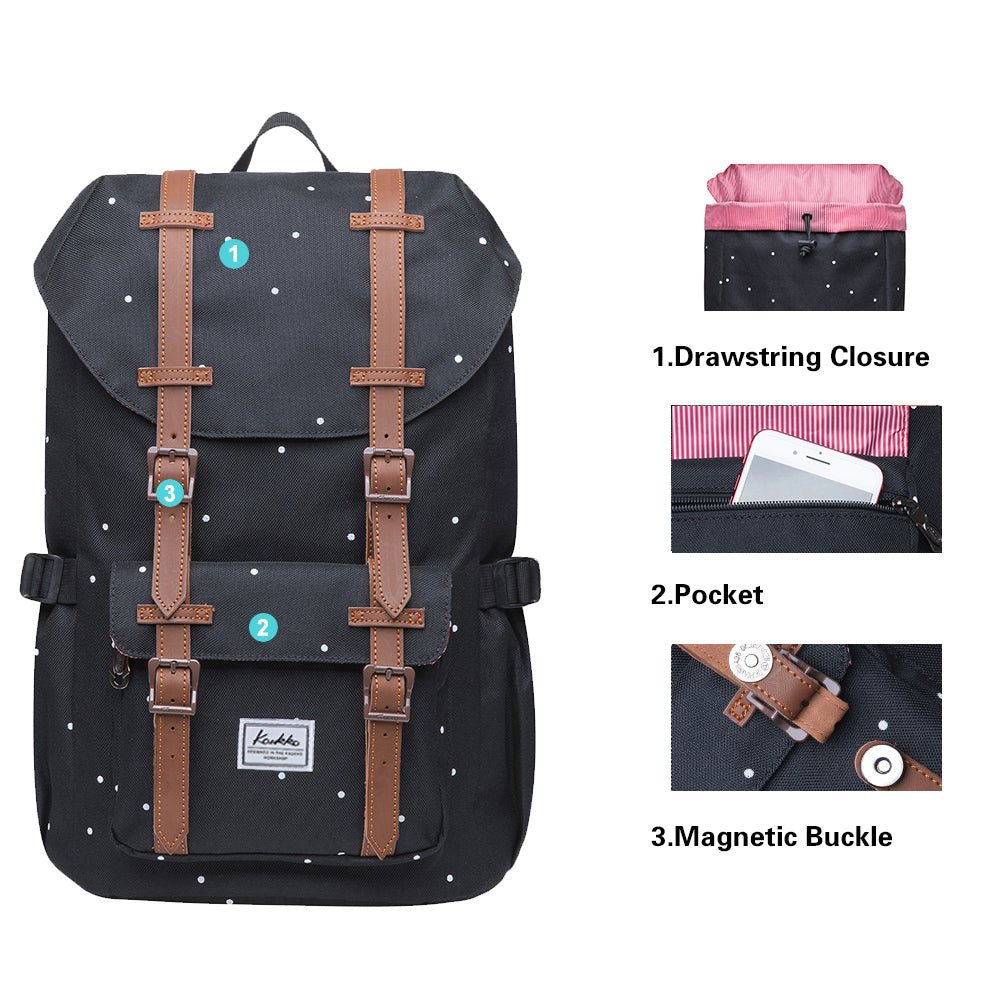 KAUKKO Backpack for city trips, EP5-7 ( Black Point / 16.1L ) - kaukko