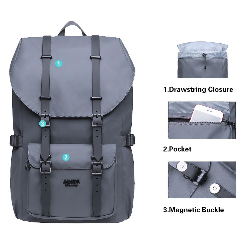 KAUKKO Backpack for city trips, EP5-8 ( Grey / 20.5L ) - kaukko