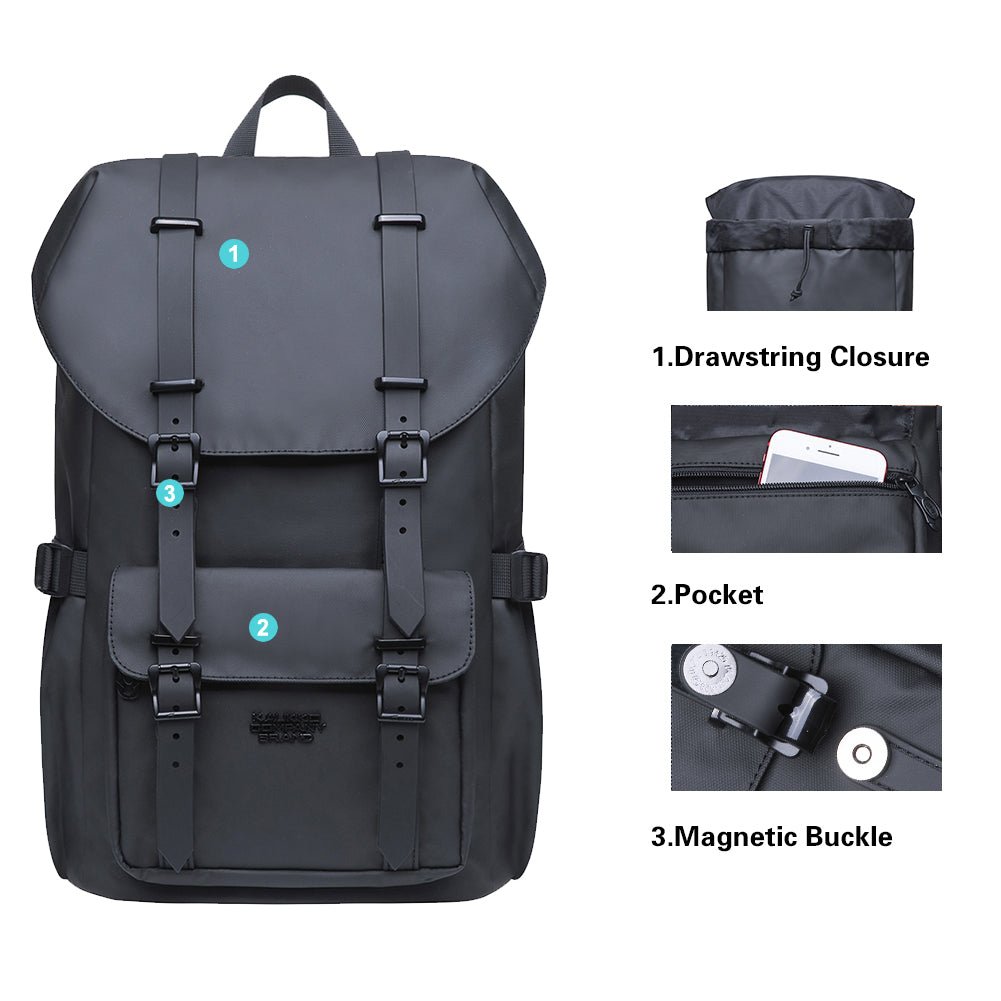 KAUKKO Backpack for city trips, EP5-9 ( Black / 16.1L) - kaukko