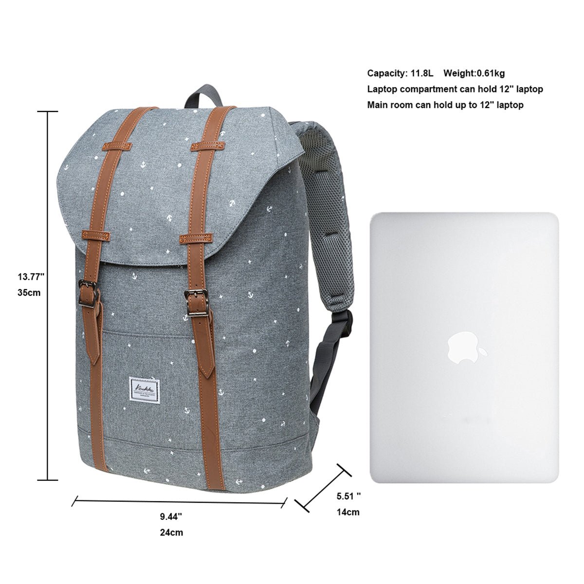 KAUKKO Backpack for city trips, EP6-10 ( Grey / 11.8L ) - kaukko