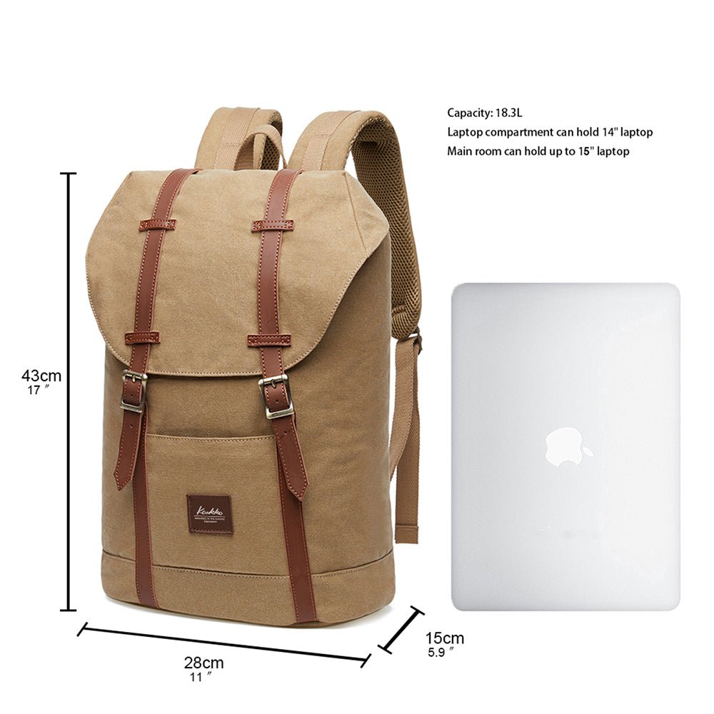 KAUKKO Backpack for city trips, EP6-3 ( Khaki / 18.1L ) - kaukko