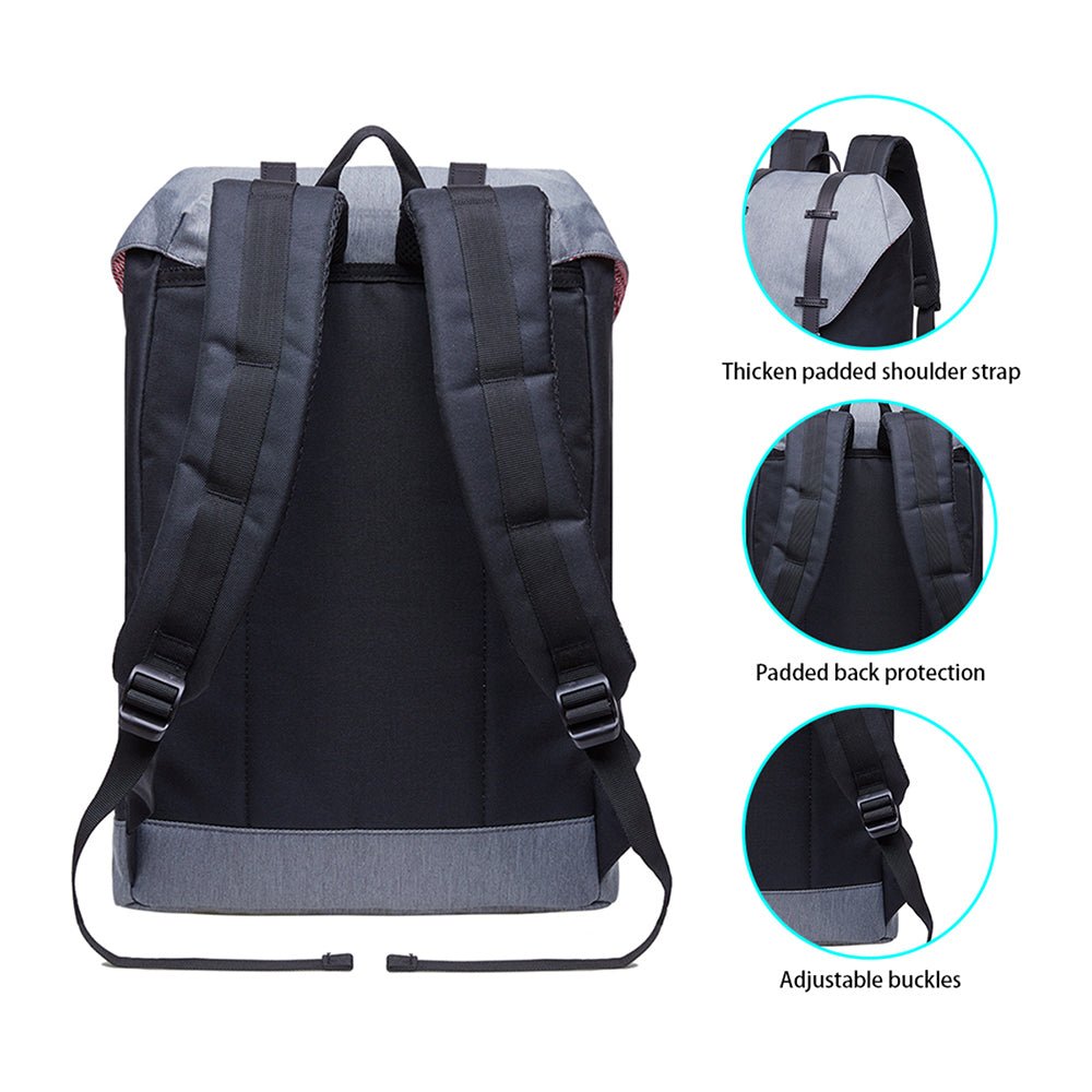 KAUKKO Backpack for city trips, EP6-4 ( Black Grey/ 18.1L ) - kaukko