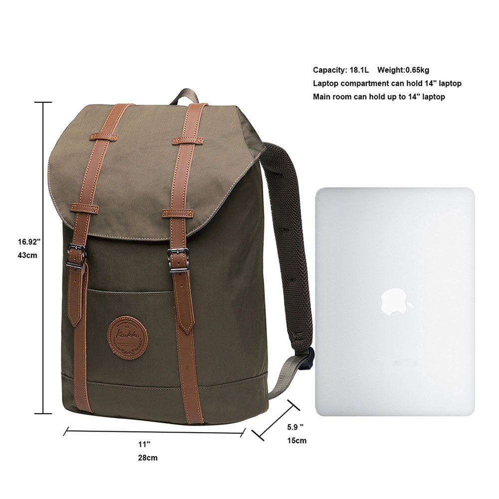 KAUKKO Backpack for city trips, EP6-9 ( Army Green / 18.1L ) - kaukko