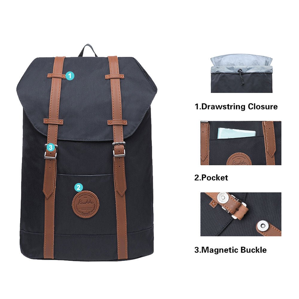 KAUKKO Backpack for city trips, EP6-9 ( Black / 18.1L ) - kaukko