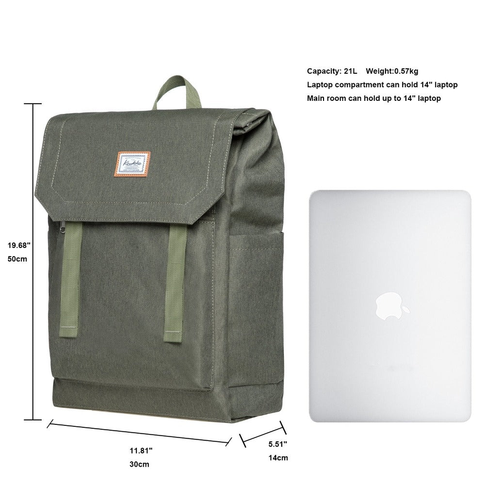 KAUKKO Backpack for city trips, KF14 ( Green / 21L ) - kaukko