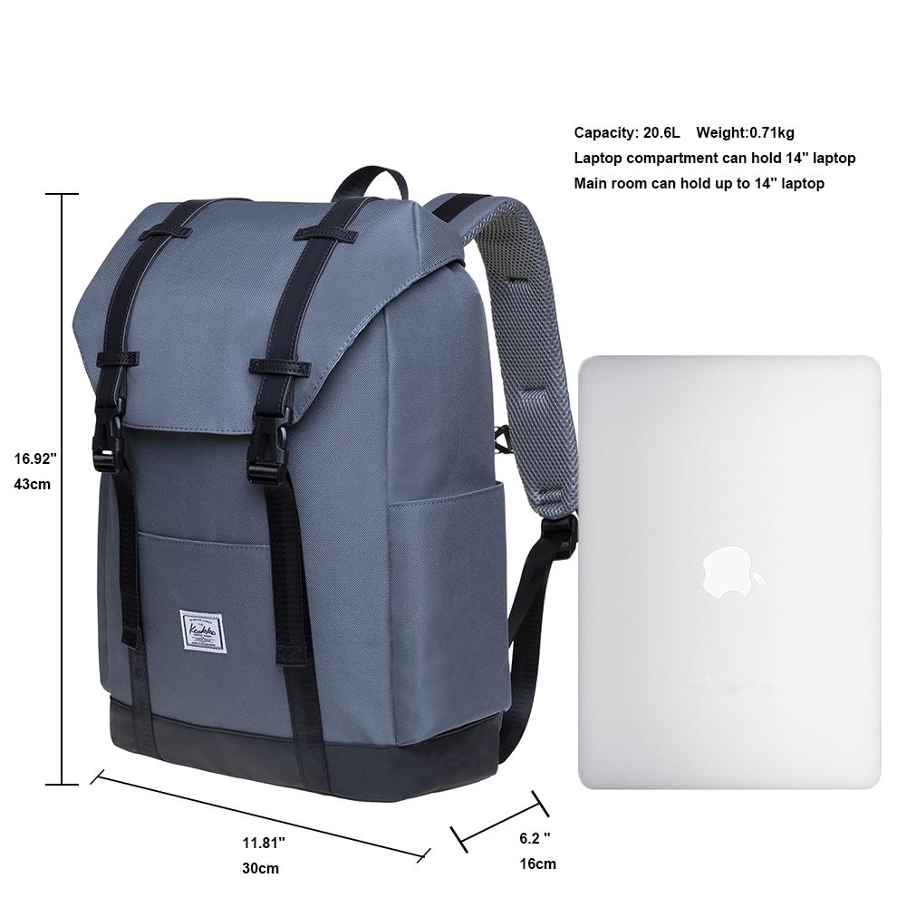 KAUKKO Backpack for city trips, KS12 ( Grey /20.6 L ) - kaukko