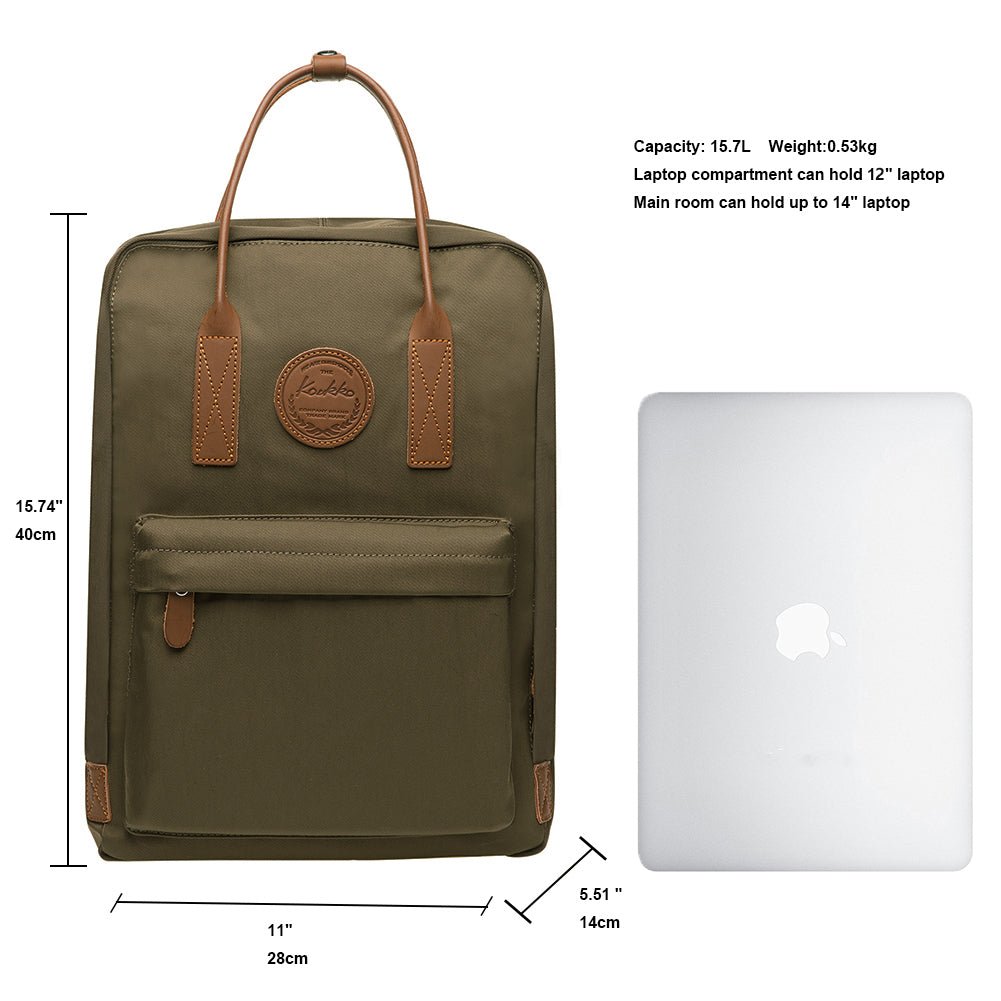 KAUKKO Backpack for daily use, K1007-2 ( Green / 15.7L ) - kaukko