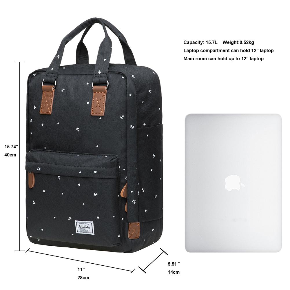 KAUKKO Backpack for daily use, K1007-3 ( Black / 15.7L ) - kaukko
