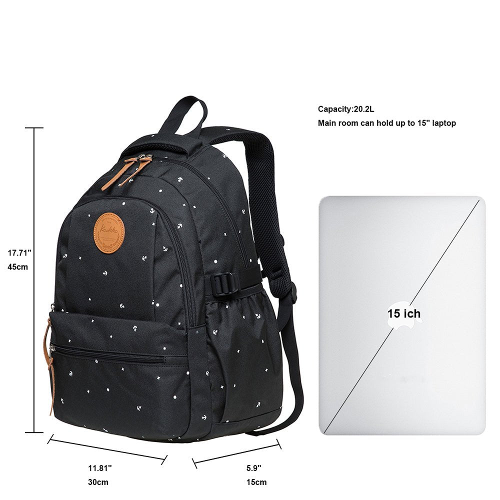 KAUKKO Backpack for daily use, KS24(Black) - kaukko