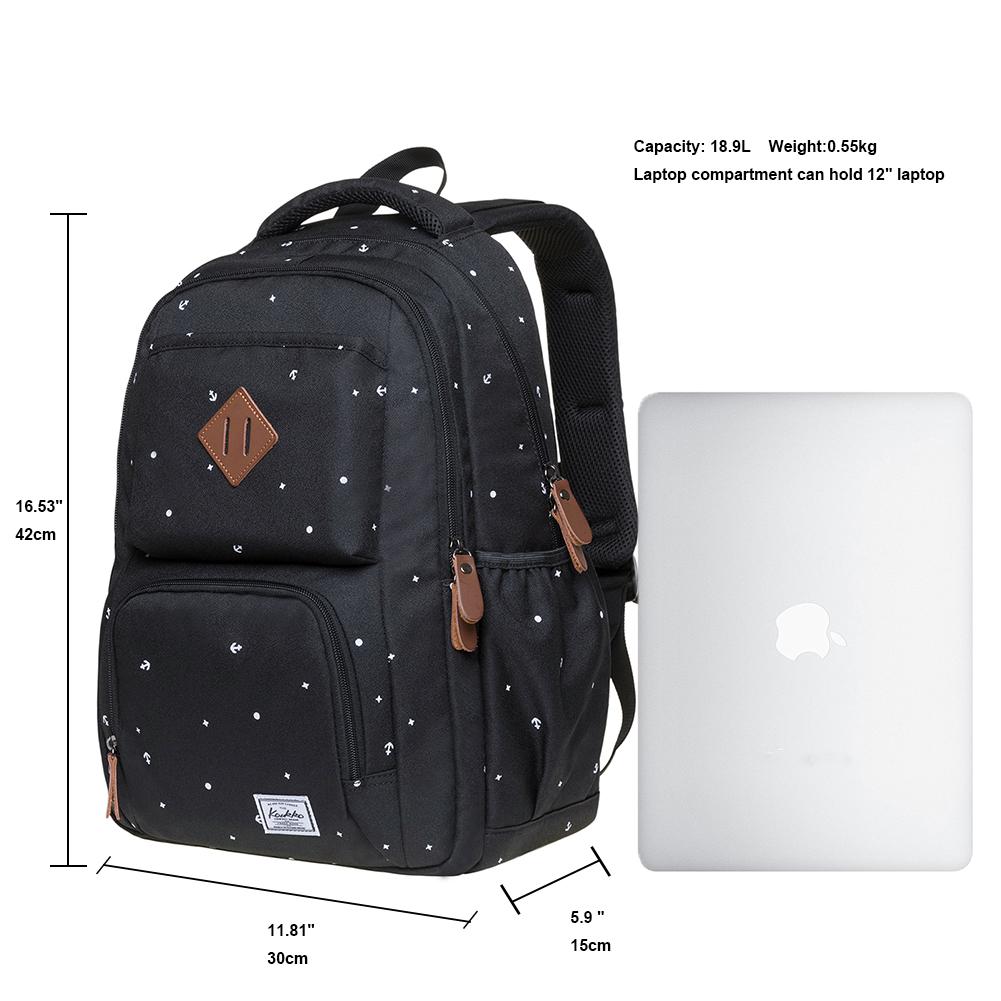 KAUKKO Backpack for School, K8008-1 ( Black / 18.9L ) - kaukko