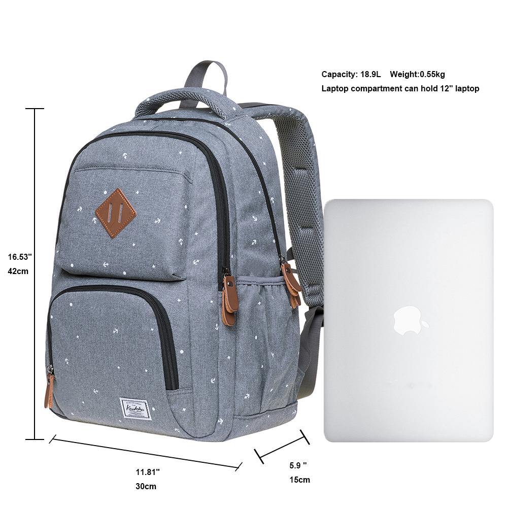 KAUKKO Backpack for School, K8008-1 ( Grey / 18.9L ) - kaukko