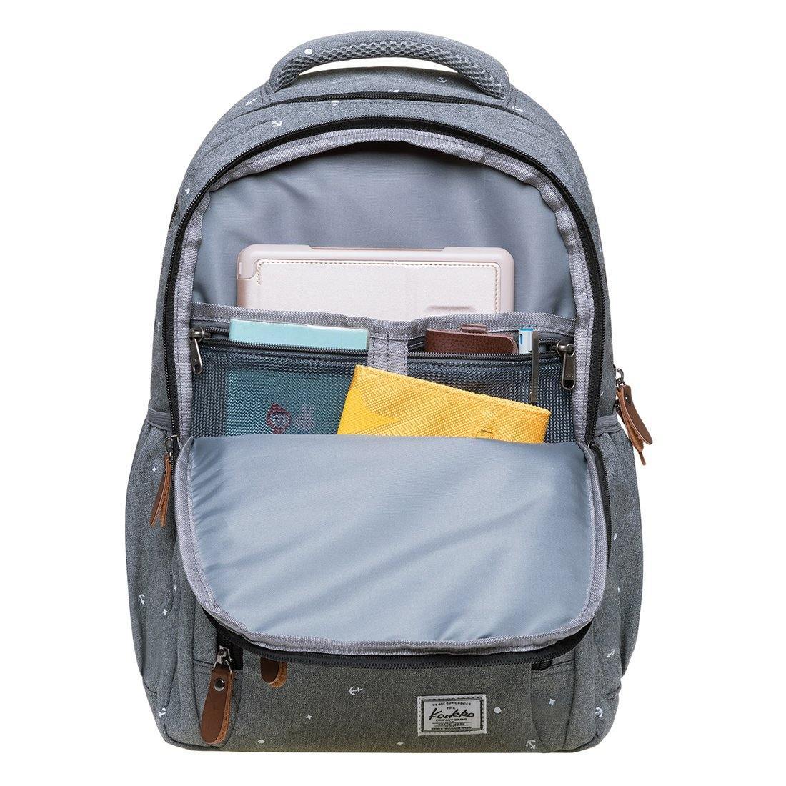 KAUKKO Backpack for School, K8008-1 ( Grey / 18.9L ) - kaukko