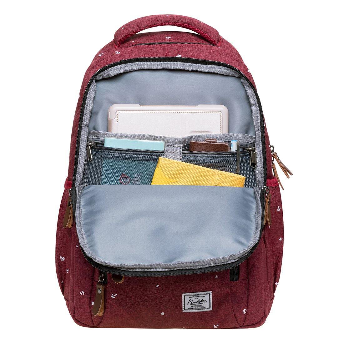 KAUKKO Backpack for School, K8008-1 ( Red / 18.9L ) - kaukko