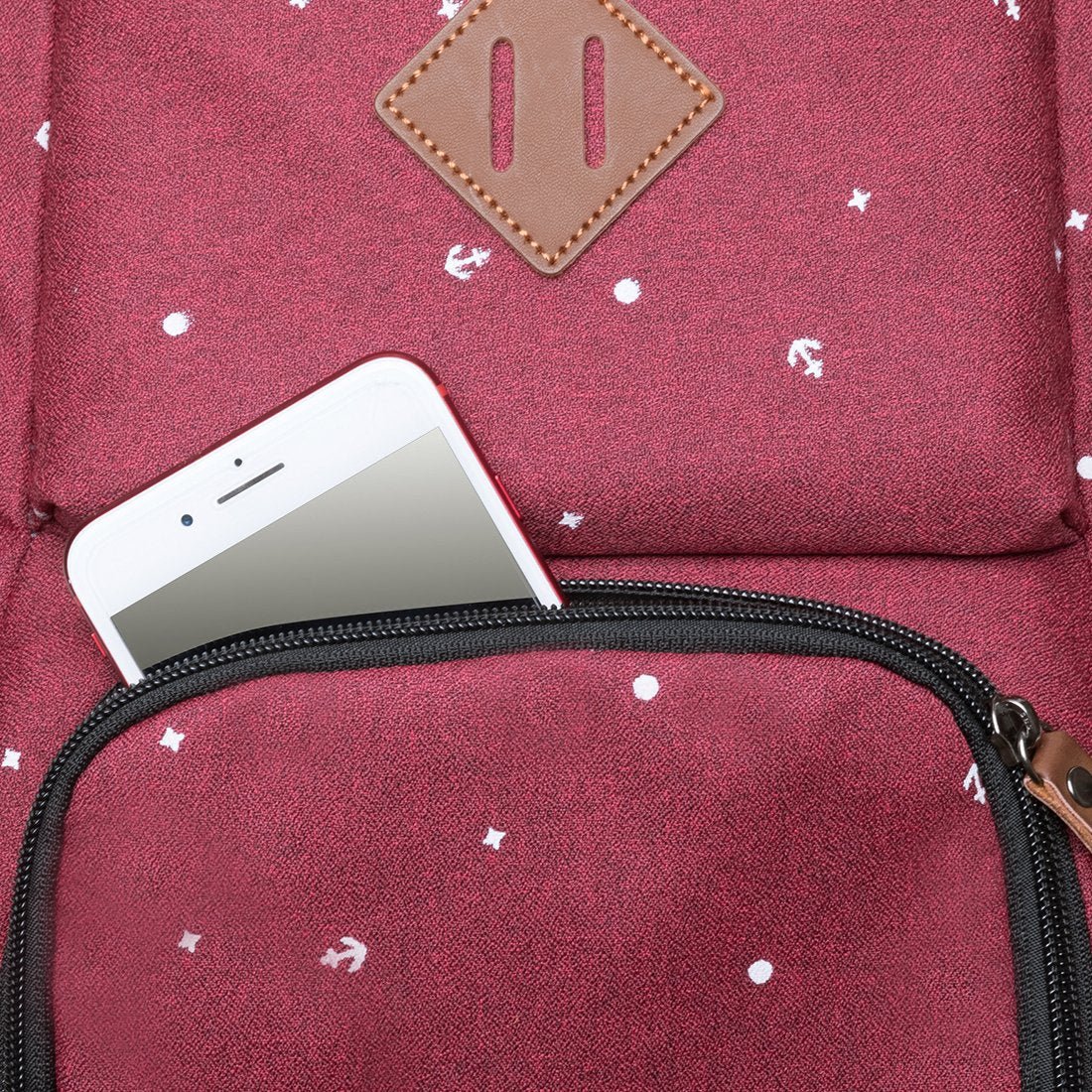 KAUKKO Backpack for School, K8008-1 ( Red / 18.9L ) - kaukko