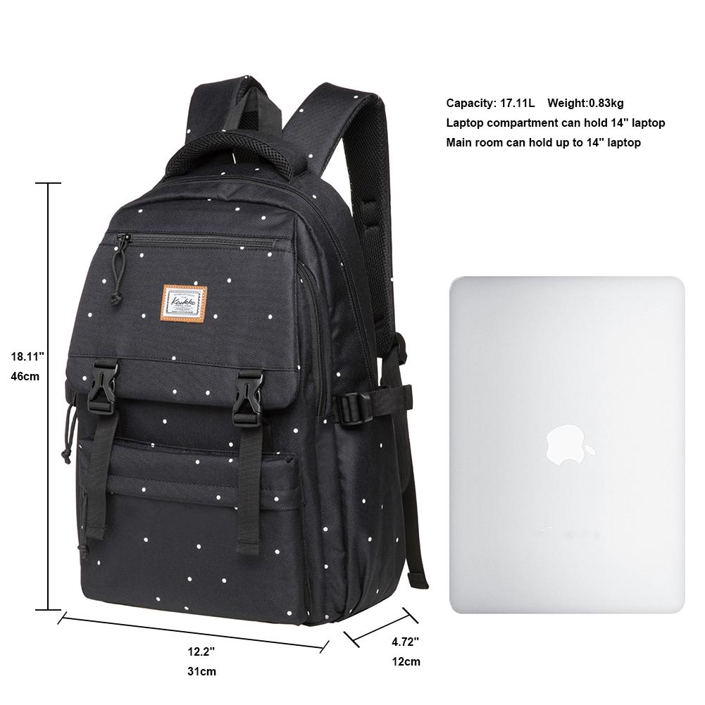 KAUKKO Backpack for School, KS23 ( Black-2 / 18.4L ) - kaukko
