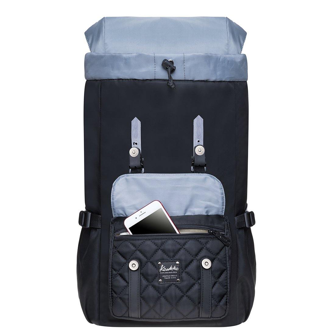 KAUKKO backpack women men daypack with laptop compartment for 14 inch notebook for leisure job university travel hiking, 21L, black-EP5-19 - kaukko