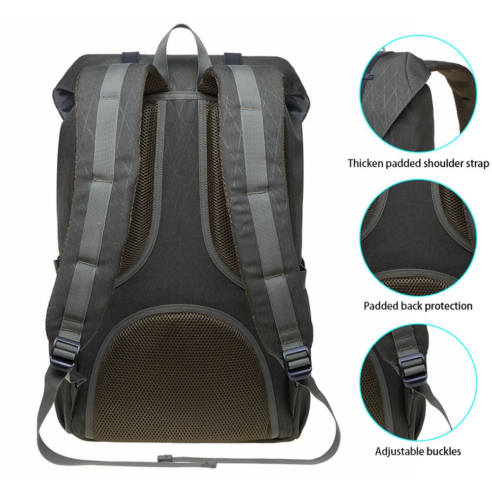 KAUKKO backpack women men daypack with laptop compartment for 14 inch notebook for leisure job university travel hiking, 21L (green EP5-18) - kaukko