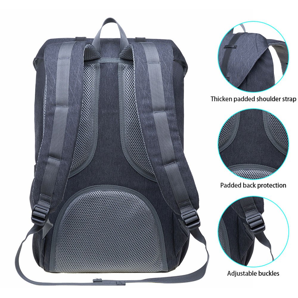 KAUKKO backpack women men daypack with laptop compartment for 14 inch notebook for leisure job university travel hiking, 21L (grey EP5-18) - kaukko
