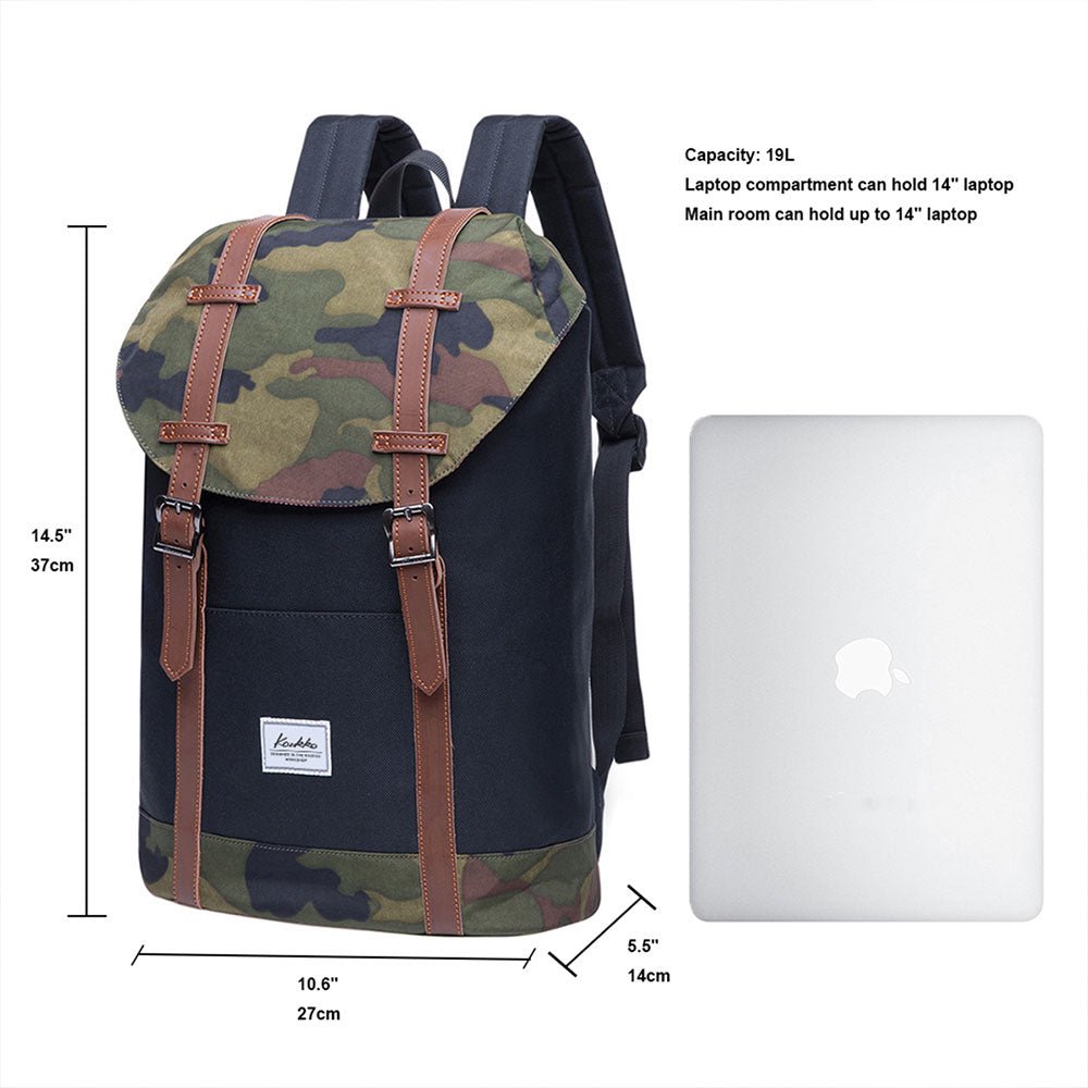 KAUKKO Backpack Women Men Vintage Travel Backpack ( Camouflage ) - kaukko