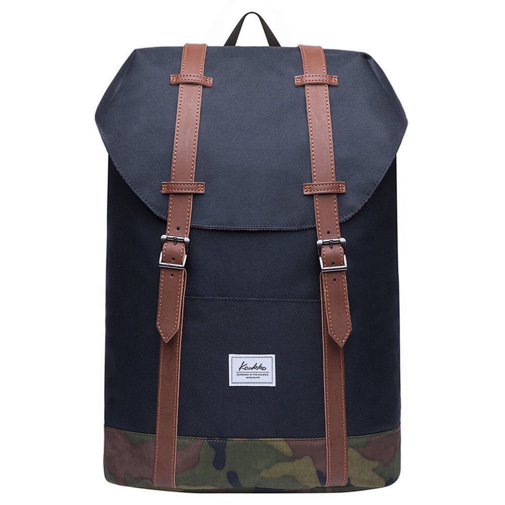 KAUKKO Backpack Women Men Vintage Travel Backpack, EP6-2 ( Black / 18.3L ) - kaukko
