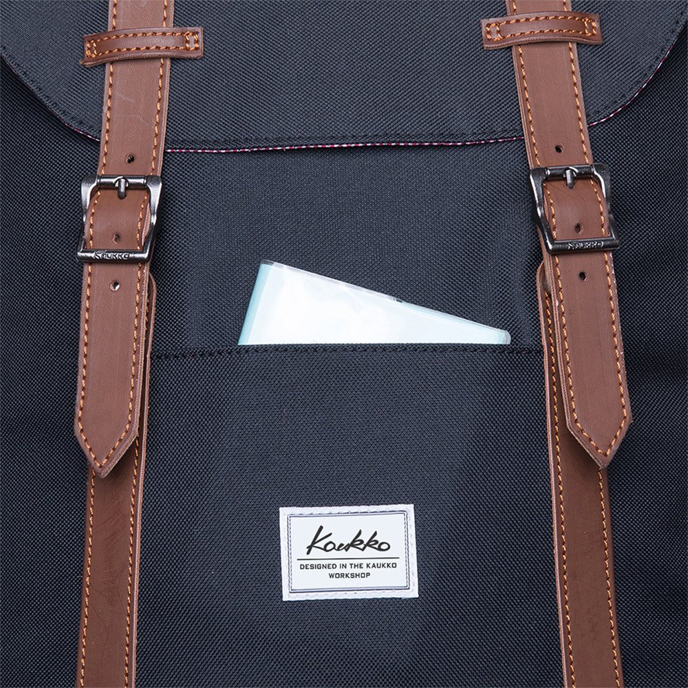KAUKKO Backpack Women Men Vintage Travel Backpack, EP6-2 ( Black / 18.3L ) - kaukko