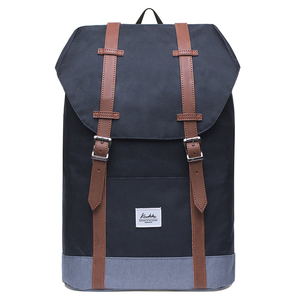 KAUKKO Backpack Women Men Vintage Travel Backpack, EP6-2 ( Black / 18.3L ) - kaukko