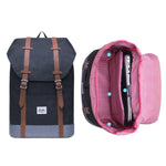 KAUKKO Backpack Women Men Vintage Travel Backpack, EP6-2 ( Black / 18.3L ) - kaukko