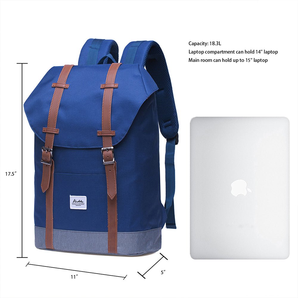 KAUKKO Backpack Women Men Vintage Travel Backpack, EP6-2 ( Blue / 18.3L ) - kaukko