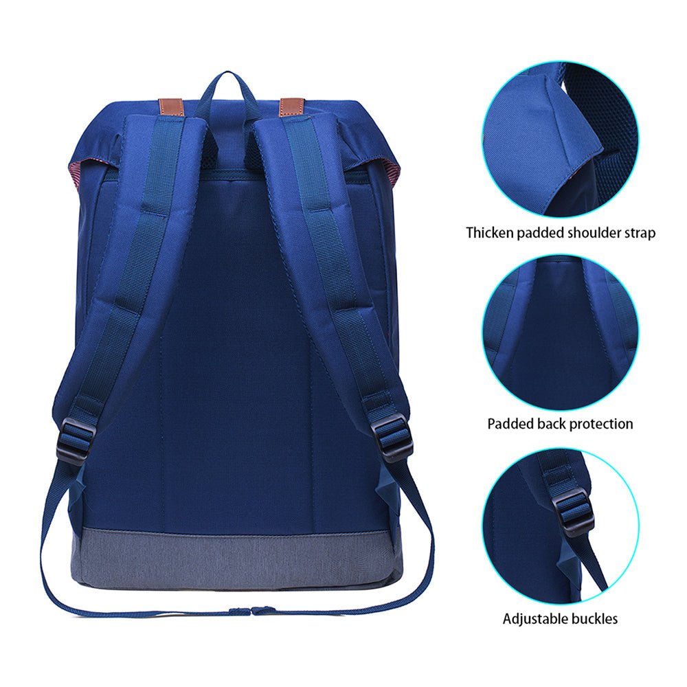 KAUKKO Backpack Women Men Vintage Travel Backpack, EP6-2 ( Blue / 18.3L ) - kaukko