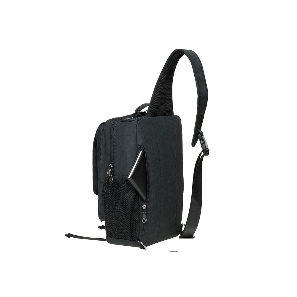 KAUKKO Canvas Crossbody Sling Bag Backpack for Cycling, Hiking, Camping, and Commuting, FD252-1 ( Black ) - kaukko