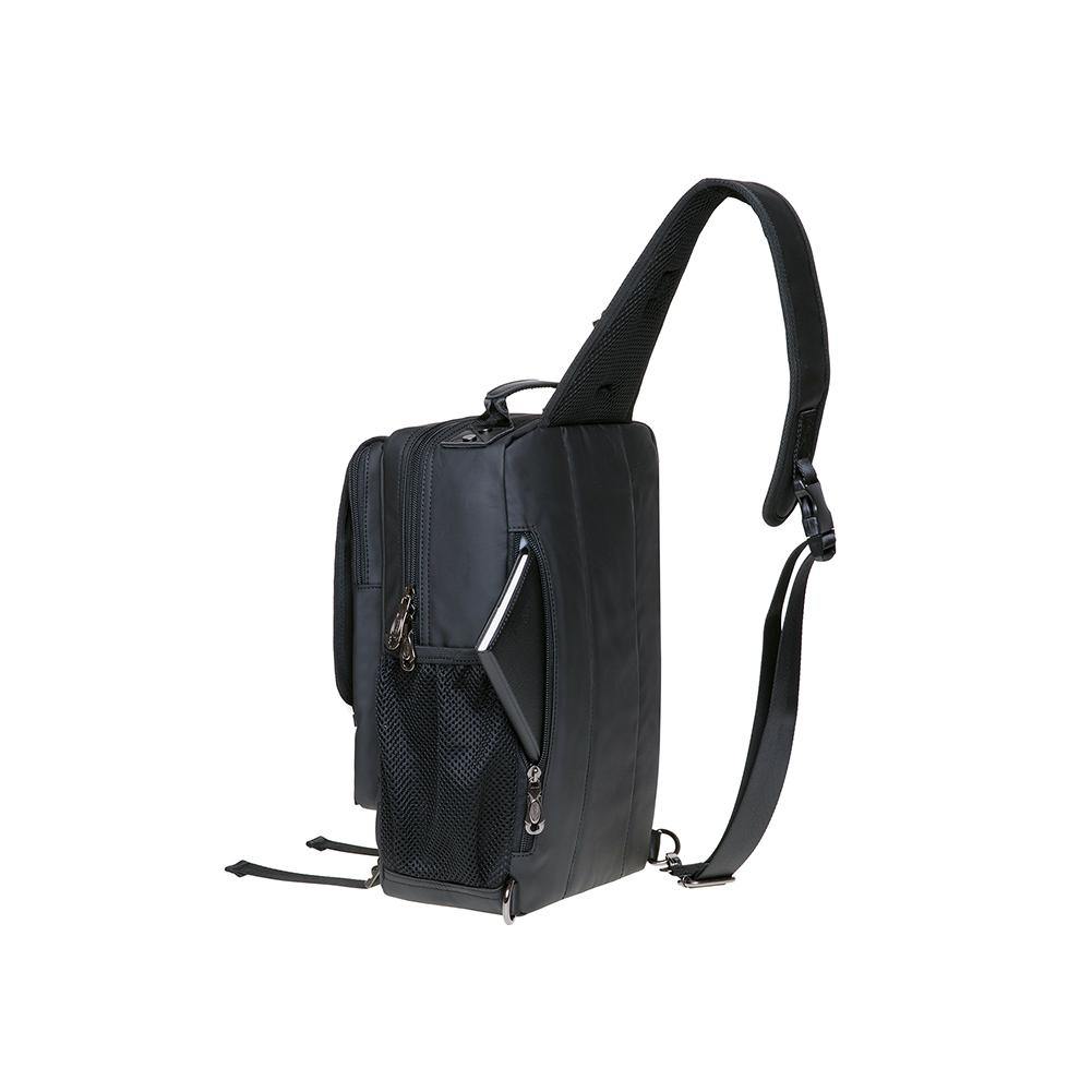 KAUKKO Canvas Crossbody Sling Bag Backpack for Cycling, Hiking, Camping, and Commuting, FD252-2 ( Black ) - kaukko