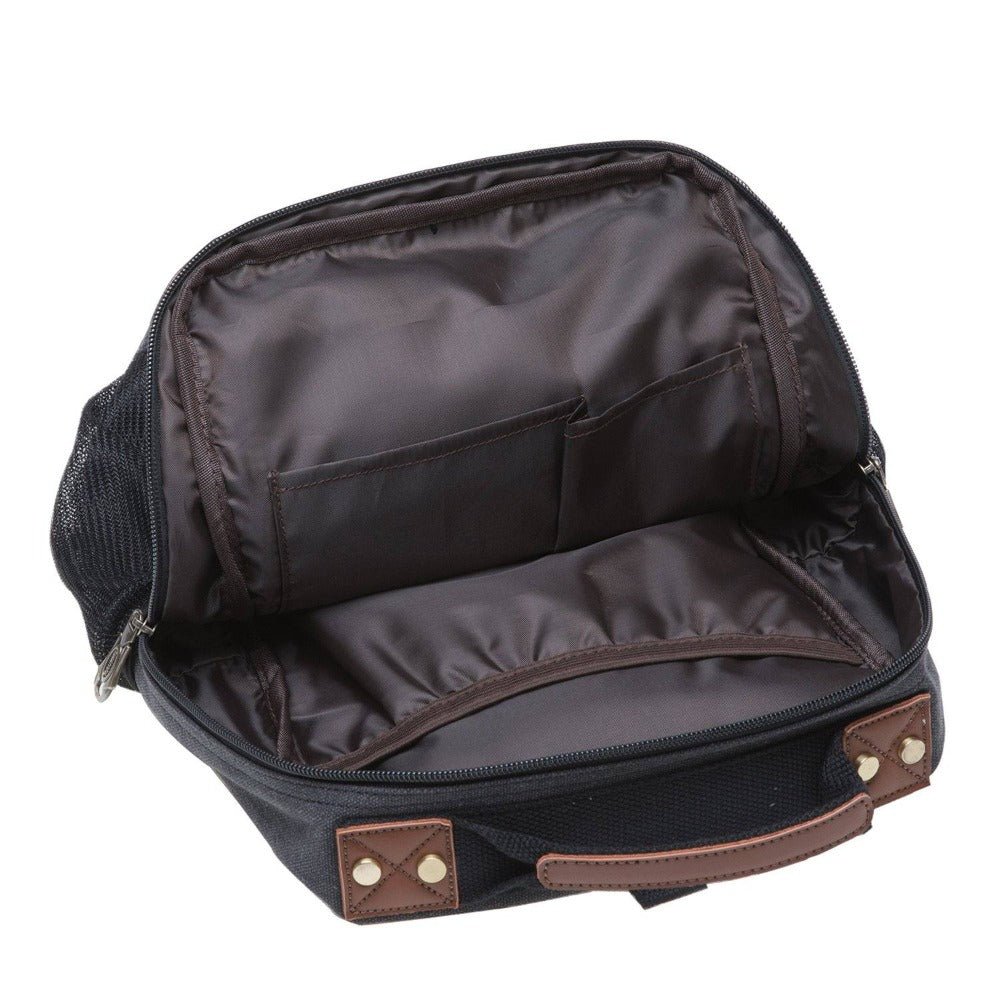 KAUKKO Canvas Crossbody Sling Bag Backpack for Cycling, Hiking, Camping, and Commuting, FD252-3 ( Black ) - kaukko