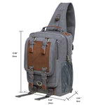 KAUKKO Canvas Crossbody Sling Bag Backpack for Cycling, Hiking, Camping, and Commuting, FD252-3 ( Grey ) - kaukko