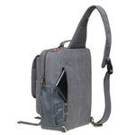 KAUKKO Canvas Crossbody Sling Bag Backpack for Cycling, Hiking, Camping, and Commuting, FD252-3 ( Grey ) - kaukko