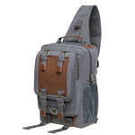 KAUKKO Canvas Crossbody Sling Bag Backpack for Cycling, Hiking, Camping, and Commuting, FD252-3 ( Grey ) - kaukko