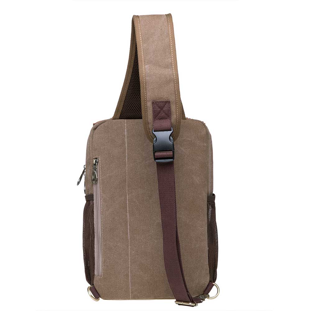 KAUKKO Canvas Crossbody Sling Bag Backpack for Cycling, Hiking, Camping, and Commuting, FD252-3 ( Khaki ) - kaukko