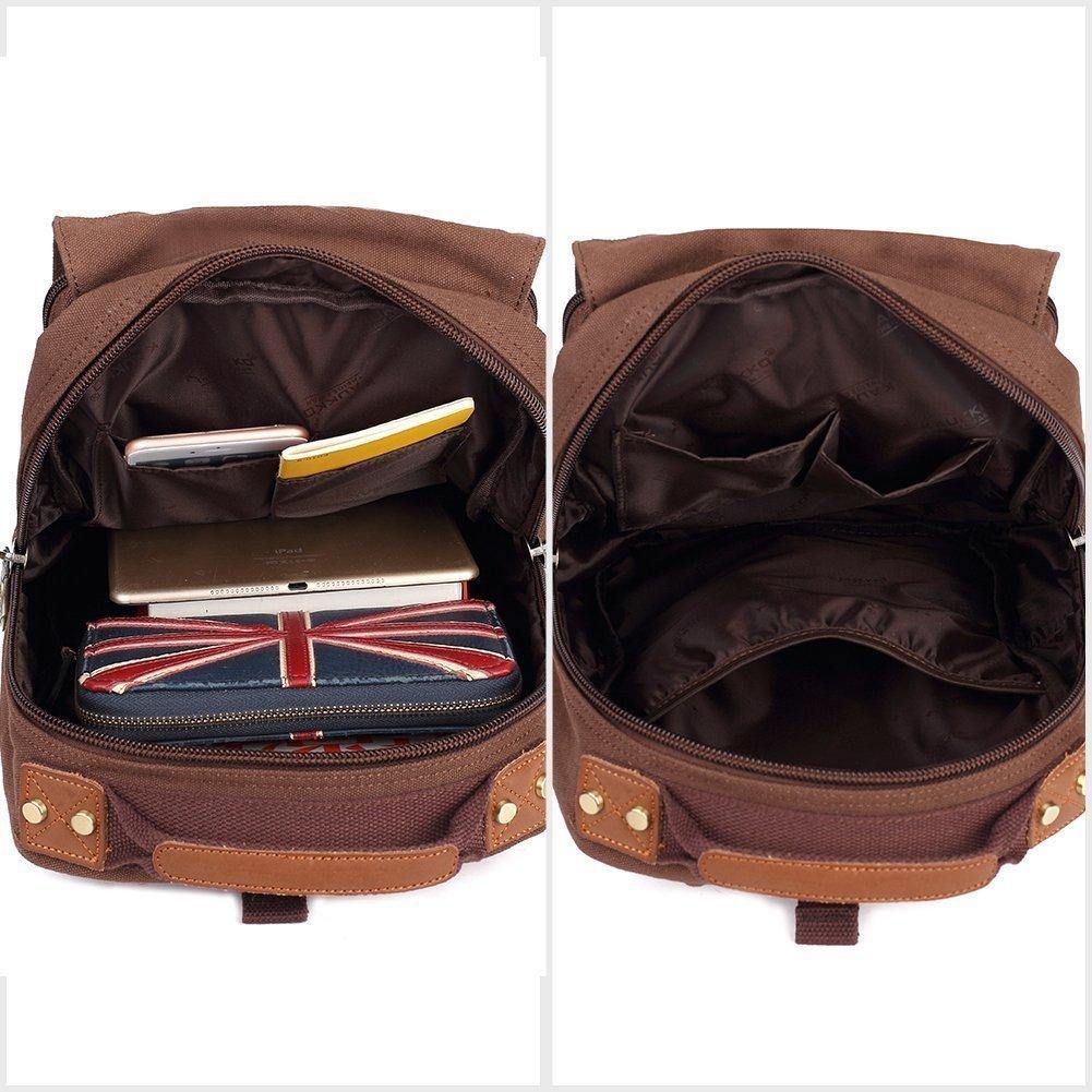 KAUKKO Canvas Crossbody Sling Bag Backpack for Cycling, Hiking, Camping, and Commuting, FD252 ( Coffee ) - kaukko
